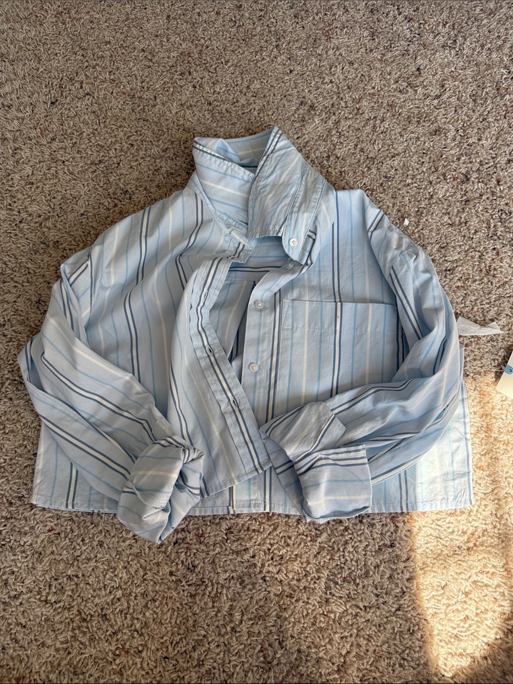 Light Blue Striped girls Button-Up Shirt